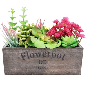 Lukcywind Vintage casale rettangolare in legno <span class=keywords><strong>succulente</strong></span> vasi in legno fioriera per centrotavola, panca fiocchi, piante grasse <span class=keywords><strong>giardino</strong></span> - Product Image 1