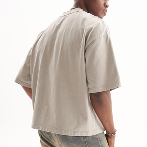 Boxy recortado desgastado lavado Vintage gráfico 100% algodón de gran tamaño transpirable ropa de calle ecológica camiseta de calidad personalizada - Product Image 4