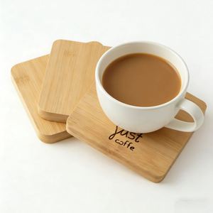 Posavasos de Corcho Cuadrado Promocional, Posavasos de Madera de Haya Vintage para Regalo de Boda, con Logotipo Personalizado Grabado - Product Image 2