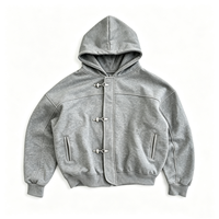 Sweat-shirts surdimensionnés de qualité supérieure en coton/polyester avec logo personnalisé OEM, boucle à fermoir, streetwear, veste pour hommes, sweats à capuche