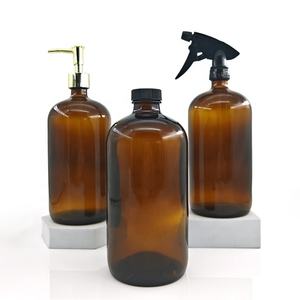 Orden <span class=keywords><strong>urgente</strong></span> Gran capacidad 1000ml Botellas de aceite esencial de vidrio Ámbar 32oz Boston Botella redonda con tapa - Product Image 1