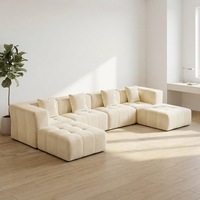 VONLIVA Ensemble de canapés modulaires modernes compressés, surdimensionnés, avec deux longues chaises longues en velours, personnalisables, sans structure en carton