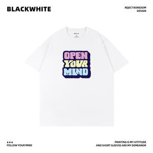 Camiseta Blanca de Manga Corta con Estampado, 100% Algodón Jersey, Transpirable, Ropa Casual para Hombre Q78 - Product Image 5