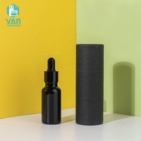 YAN Packaging Flacon compte-gouttes rond en verre opaque noir de luxe de 20 ml avec tube en papier noir, ensemble pour huile essentielle, sérum, cosmétique