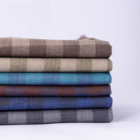 Tissu en microfibre tissée écologique française 8557, 100% lin, fil teint en chaîne pour chemise, industrie textile domestique