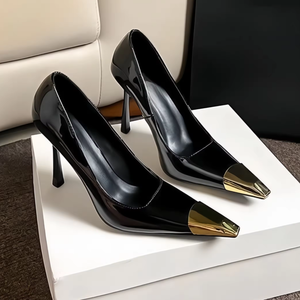 Sandales élégantes à talon aiguille et bout pointu pour femme, nouvelle collection 2026, en cuir véritable, talon de 8 cm, chaussures de luxe pour dames - Product Image 1