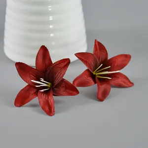Оптовая цена, искусственные цветы лилии, Шелковый Искусственный цветок лилии для домашнего свадебного украшения