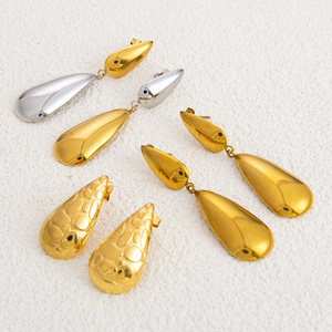 ต่างหูแฟชั่นทรงหยดน้ำ 18K ทองสแตนเลส ต่างหูแบบห้อย เครื่องประดับสำหรับงานปาร์ตี้ EH11255 - Product Image 2