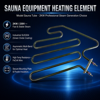 Élément chauffant serpentin 4 boucles OEM 2KW 230V en acier inoxydable 304 avec revêtement en oxyde vert pour poêle de sauna sec et spa 215x210mm