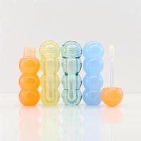 Tubes de brillant à lèvres personnalisés de luxe 3 ml, vides, transparents bleus, avec applicateur, design mignon, impression sérigraphique et UV