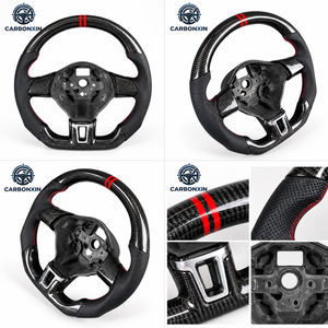 Volante de Fibra de Carbono para Volkswagen Polo 6 5 Golf Mk6 Gti Mk5 Glof5 GTI R Polo, Volante de Cuero Perforado - Product Image 2