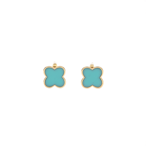 Fashion <b>Stud</b> <b>Earrings</b> 316L Stainless Steel PVD Gold Plating Sustainable Resistant <b>Turquoise</b> Inlay - Product Image 2