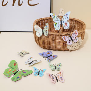 Mariposa simulada 3D, decoración de pared de PVC, pegatinas de pared de mariposa creativas brillantes, 12 piezas, pegatinas de mariposa de dibujos animados coloridos - Product Image 3