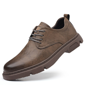 Zapatos Casuales de Negocios para Hombre, de Cuero Genuino, Punta Redonda, con Cordones, Transpirables, Suela de Goma, Estilo Moderno para Todas las Temporadas - Product Image 5
