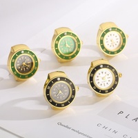 Montre numérique ronde en forme d'anneau, montre minimaliste, cadran en acier plaqué or vert, mini montre à porter au doigt, vente en gros