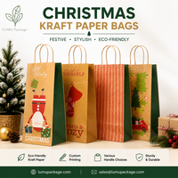 Sacs en papier pour vin de Noël personnalisés avec poignées, sacs cadeaux en papier kraft pour bouteilles, pour emballages cadeaux de fêtes et impression personnalisée