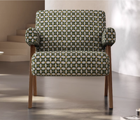 Fauteuil d'appoint en tissu à rayures japonaises coussin amovible cadre en bois de style moderne pour bureau à domicile appartement hôtel salon
