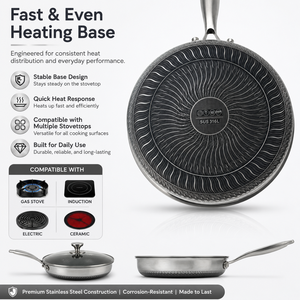 Hammered flat-bottom <b>pan</b> 304 stainless steel non-stick household titanium <b>frying</b> <b>pan</b> three-ply steel thickened steak <b>pan</b> - Product Image 5