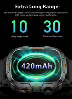 Montre connectée QX12 1,96 pouce pour sports de plein air, mode sport, lampe torche LED, suivi d'activité, plus de 100 modes sportifs, montres de sport