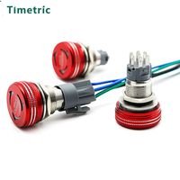 Bouton-poussoir d'arrêt d'urgence en acier inoxydable LED 16 mm, corps court, étanche, à verrouillage, 12V 24V