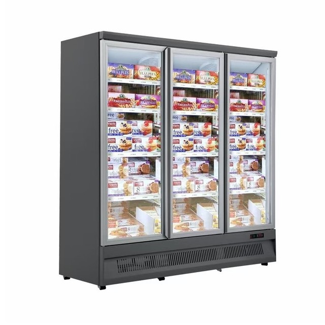 Supermarket Glass Door Freezer Commercial Fridge Upright Showcase Drinks Beverage Cooler Display Refrigerator