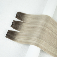 Extensions de cheveux Genius Weft de qualité supérieure # 5ATP18B/62 Ombre Blonde 100% Cheveux Humains Bruts Ultra-Fins Trame Invisible Vente en Gros