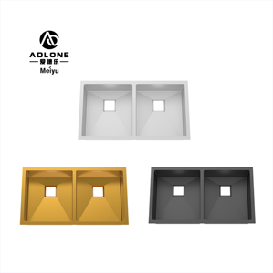 Fregadero de cocina de un solo tazón cepillado de acero inoxidable hecho a mano Undermounted de doble tazón con escurridor - Product Image 3