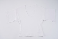 T-shirt essentiel à col en V pour femme, coupe slim décontractée d'été, manches courtes, tricoté avec impression numérique