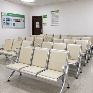 Banc d'attente aéroportuaire en <span class=keywords><strong>acier</strong></span> chromé, assise large de 50 cm, coque laminée à froid, pour hall d'hôpital, banquette publique, OEM, hôtel, école - Product Image 3