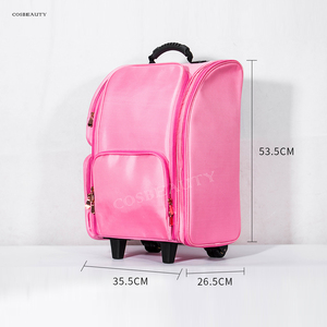 FA & MA Nhà Máy Cô Gái Đáng Yêu Màu Hồng Nylon Xe Đẩy Trang Điểm Trường Hợp Đào Tạo Chuyên Nghiệp <span class=keywords><strong>Make</strong></span> <span class=keywords><strong>Up</strong></span> Cán Túi Mỹ Phẩm - Product Image 2