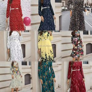 2024年夏 神聖な魅力 ハイエンド Aライン プリントクレープドレス 花柄プリント スイートデニム生地 ナチュラルカラー 新作 - Product Image 4