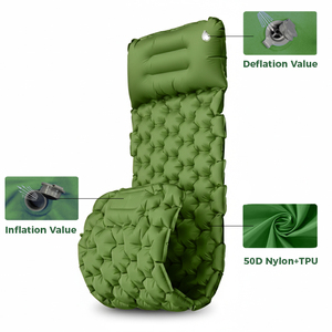 Kích Thước Màu Biểu Tượng Tùy Chỉnh Có Thể Gập Lại Xách Tay Nylon Chất Liệu Nệm Không Khí <span class=keywords><strong>Inflatable</strong></span> Ngủ Pad Được Xây Dựng Trong Bơm Không Thấm Nước - Product Image 6