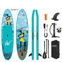 Tabla de Paddle Surf Inflable de 10'6/320cm, Fabricada por OEM, Color Amarillo, Impresión Completa, con Certificado CE