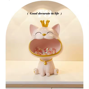 Gato de Boca Grande Creativo, Decoración de Resina para Sala de Estar, Entrada del Hogar, Almacenamiento, Adorno de Gato del Destino para Puerta/Mesa del Hogar - Product Image 4