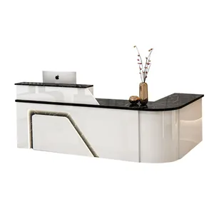Customize L Shaped Clothing Store Counter Check Out Table Curved Spa Beauty Salon Reception Desk Modern Office Front Tables