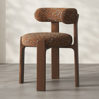 Chaise de salle à manger en bois massif de style rétro français du milieu du siècle, avec dossier rembourré en tissu antique, mobile, pour salles à manger domestiques