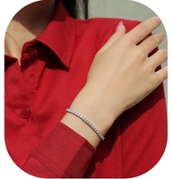 Chaîne de tennis en argent S925 2,2mm, conception de cristal de glace VVS Moissanite (semblable à un diamant), bracelet hip-hop plaqué rhodium cadeau idéal