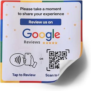 Plaque NFC en PVC avec interface RFID et code QR pour avis Google, programmable, autocollante pour restaurants et entreprises - Product Image 1