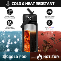 Bouteille d'eau en acier inoxydable de 18 oz, anti-fuite, sans BPA, pour la salle de sport, les activités de plein air, avec paille, garde l'eau chaude ou froide
