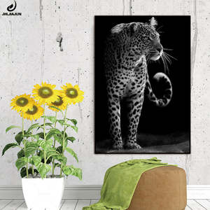 Decoración moderna para el hogar recién llegado lienzo negro pintado a mano pintura al óleo estilo Vintage acuarela arte de pared con temas de animales - Product Image 2