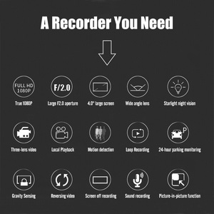 Fábrica al por mayor IPS 1080p Drive Recorder carcam GLA <span class=keywords><strong>DVR</strong></span> veicular tipos 3-Lens-DASH-Cam tres Dash CAM Cámara coche caja negra - Product Image 5