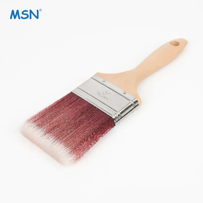 MSN 1207 chinese quality professional synthetic filament 1/2/3/4 inch wooden handle with metallic ferrule paint brush
