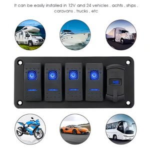 Không thấm nước 12V 24V DC 4 gang Rocker bảng chuyển đổi với 4.8 amp kép USB Charger vôn kế cho Xe thuyền Marine rv-on-off chức năng - Product Image 4