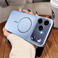 Étui de téléphone de luxe magnétique anti-traces de doigts en TPU+PC avec bouton tactile IA pour iPhone 18 Pro, design antichoc couleur unie