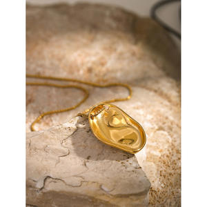 Yeni varış moda takı uzun altın damlacık Oval kolye kolye Metal parlak basit kazak zincir kolye kolye - Product Image 5