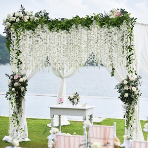 JCF367 Nouveau Bon marché Glycine <span class=keywords><strong>Fleurs</strong></span> Artificielles Blanc Orange Faux <span class=keywords><strong>Fleurs</strong></span> Suspendues Glycine <span class=keywords><strong>De</strong></span> Vigne Pour La Maison Jardin Décor <span class=keywords><strong>De</strong></span> Fête <span class=keywords><strong>De</strong></span> Mariage - Product Image 1