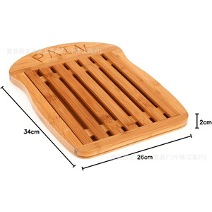 Planche à pain en bambou Chenlong 34x26x2cm avec plateau à miettes pour couper les baguettes - Product Image 5