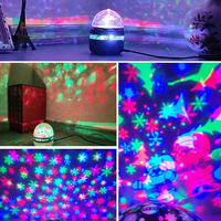 Luz Nocturna LED USB con Rotación de Cristales, 5V, Mini Bola Mágica de Estrellas, para Decoración del Hogar