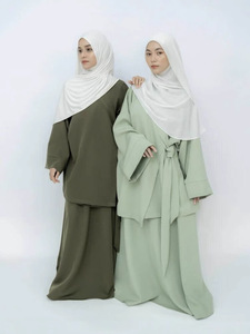 Ensemble deux pièces pour femmes musulmanes pour l'Aïd, Kaftan islamique, hauts à lacets, jupes, ensembles marocains, Abaya, Turquie, tenues modestes pour le <span class=keywords><strong>Ramadan</strong></span> - Product Image 1