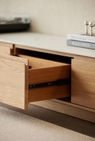Meuble TV moderne minimaliste extensible avec plateau en pierre frittée blanche incurvée, meuble de rangement pour salon